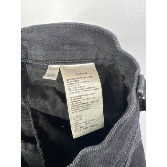 L'agence Sada Straight Leg High Rise Raw Hem Jeans Women's Black Size: 23 NWOT - Picture 7 of 9